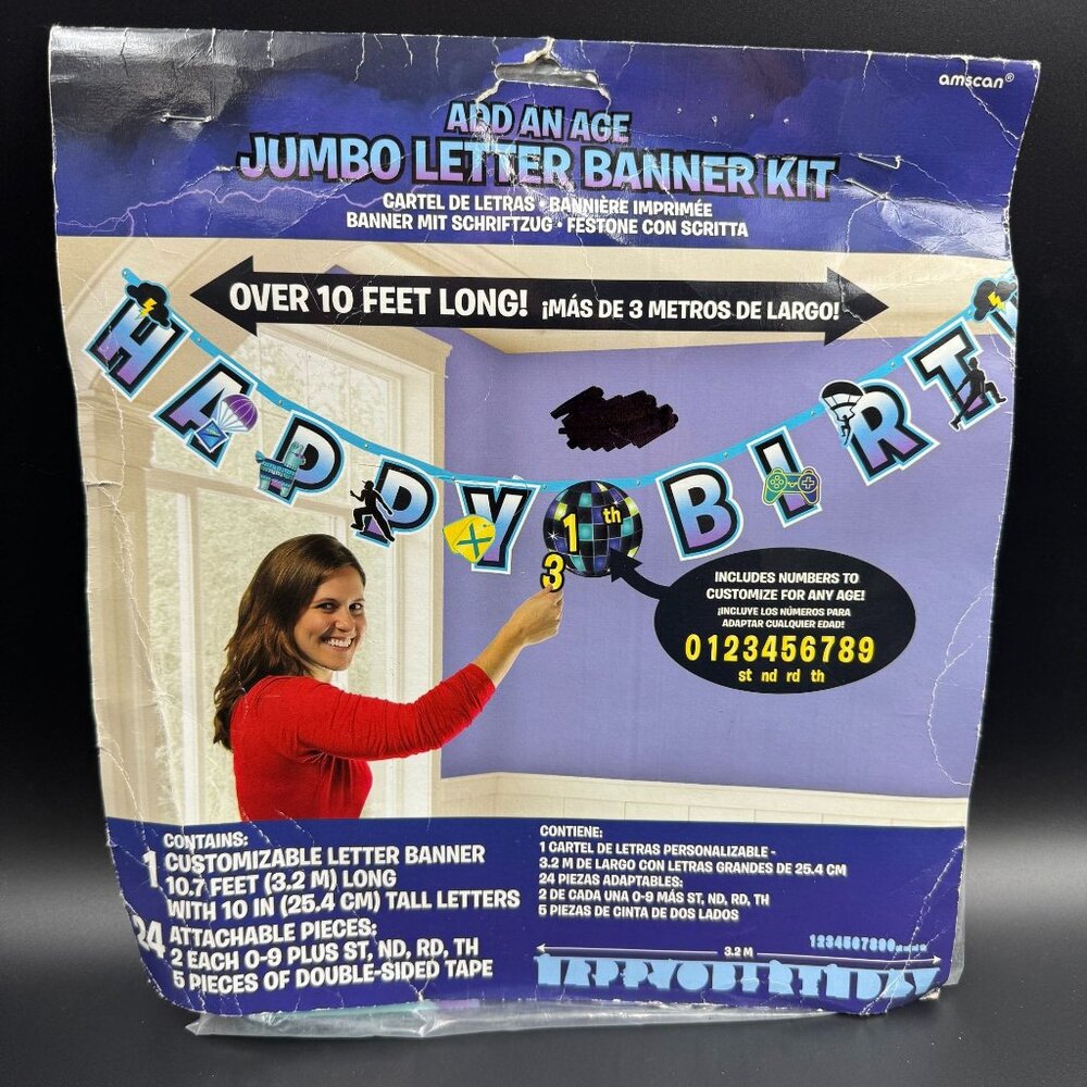 Birthday Party Banner Disco Ball Jumbo Letter Kit Amscan Add an Age